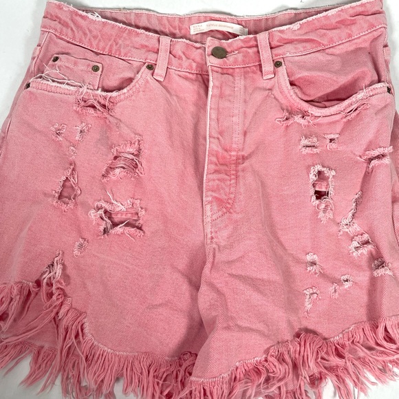 Zara Trafaluc Pink Demin Shorts Size 10 - Picture 2 of 5